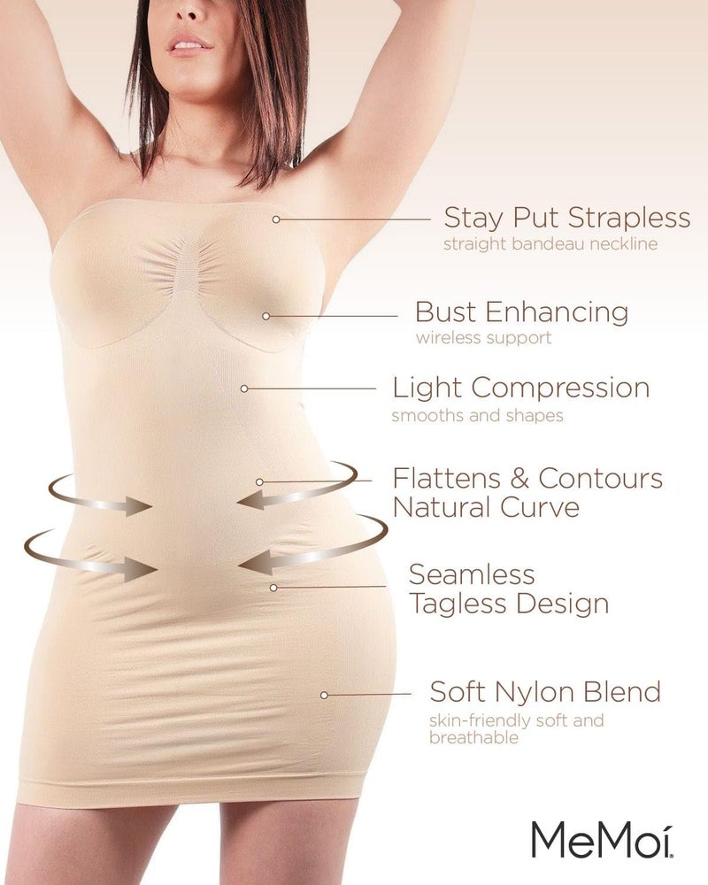 SlimMe Strapless Slips for Under Dresses, Women's Shapewear Slips, Comfortable and Breathable Tummy Control Slip - Sizes S-XL, Nude, Large - Image 3